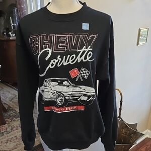 Chevy Corvette Stingray Black Graphic Sweatshirt Officially Licensed XS NEW tags